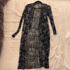 Maxi Floral Open Navy Kimono